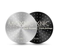 MICXNIC Lot de 2 rondelles de café réutilisables 54 mm d'épaisseur 0,8 mm pour porte-filtre Sage 54 mm, filtre double couche, écran en acier inoxydable titane avec sac en papier, noir et argenté
