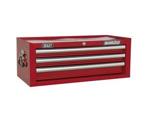 Mid-Box 3 Tiroir avec Boule Roulement Coulisses - Rouge - Sealey AP33339 Neuf