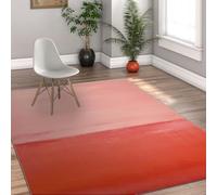 Mid Century 80x150cm - moderne lavable tapis boheme salon carpette abstrait descente de lit Soft antiderapant Pet Indoor Pink and Orange Color Block Print bas Piles Foldable for salle manger chambre