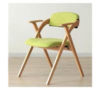 Mid-Century Folding Leather Chair with Arms Cushioned Seat & Backrest Stylish Wooden Frame for Dining Room Living Kitchen Office - Brown (Green One Size)