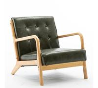 Mid-Century Modern Accent Armchair, Faux Leather Chair for Living Room, Upholstered Comfy Lounge, Reading Side for Bedroom(9)