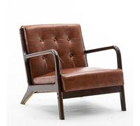 Mid-Century Modern Accent Armchair, Faux Leather Chair for Living Room, Upholstered Comfy Lounge, Reading Side for Bedroom(1)