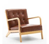 Mid-Century Modern Accent Armchair, Faux Leather Chair for Living Room, Upholstered Comfy Lounge, Reading Side for Bedroom(8)