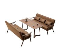 Mid Century Modern Accent Chair with Ottoman PU Leather Reading Arm Chairs Solid Wood Armrests and Legs for Bedroom Living Room(7)