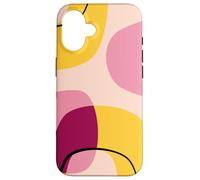 Mid Century Modern Circles Geometric Pink Yellow Shapes Coque pour iPhone 16