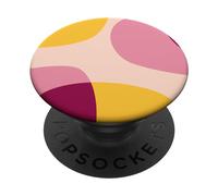 Mid Century Modern Circles Geometric Pink Yellow Shapes PopSockets PopGrip Adhésif