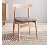 Mid-Century Modern Dining Chair Upholstered Wood Frame No Armrests Stylish Dark Gray Cotton for Kitchen Comfortable Backrest Perfect for Home Decor