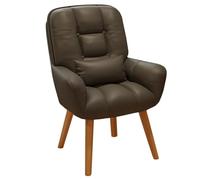 Mid-Century Modern Dining Chair with Armrests Natural Wood Legs Versatile Accent Chair for Makeup Kitchen & Living Room - Dark Gray