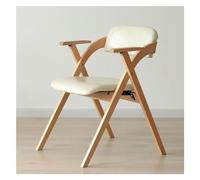 Mid-Century Modern Folding Chair, coussin en cuir pour salle à manger, salon chambre, bureau - Padded Seat & Backrest, cadre en bois stylé (Color: Style1)