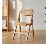 Mid-Century Modern Rattan Folding Dining Chair Portable Event Frame Armrest-Free Retro Woven Style for Kitchen Color C - Stylish & Space-Saving Solution