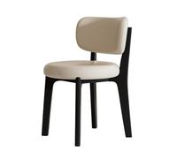Mid-Century Modern Round Upholstered Dining Chair Curved Back Boucle Fabric Stylish for Kitchen & Dining Room Beige with Black Frame