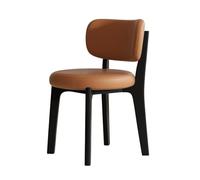 Mid-Century Modern Round Upholstered Dining Chair Curved Back Boucle Fabric Stylish for Kitchen Orange with Black Frame - Comfortable & Chic Seating Solution