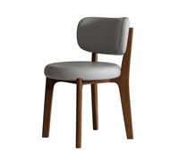Mid-Century Modern Round Upholstered Dining Chair with Curved Back Boucle Fabric Dark Grey & Walnut Finish Ideal for Kitchen & Dining Room Decor.