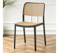 Mid-Century Modern Stackable Rattan & Plastic Dining Chair for Living Room & Events Retro Design Dimensions 45x50x80 cm Color B - Stylish & Versatile Seating