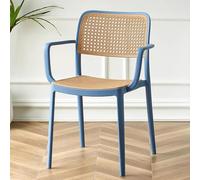 Mid-Century Modern Stackable Rattan & Plastic Dining Chair Retro Style for Living Room & Events 45x50x80 cm Ideal for Commercial Use Color: J