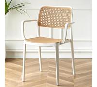 Mid-Century Modern Stackable Rattan & Plastic Dining Chair Retro Style for Living Room & Events Dimensions 45x50x80 cm Color: F Perfect for Commercial Use