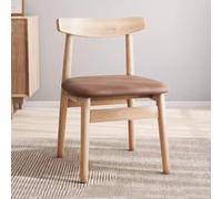 Mid-Century Modern Wooden Dining Chairs Without Armrests Upholstered Seat & Back Stylish Wood Frame for Kitchen Living Room Waiting Area (Brown)