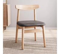 Mid-Century Modern Wooden Dining Chairs Without Arms Upholstered Seat and Back Stylish Design for Kitchen Living Room Waiting Area (Black)