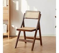 Mid-Century Modern Woven Rattan Folding Dining Chair Portable Event Frame Armrest-Free Retro Style for Kitchen Color B - Stylish & Space-Saving Solution