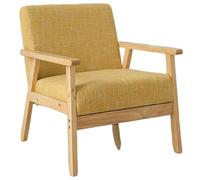 Mid-Century Solid Wood Sofa Chair Comfy Bedroom Chairs for Adults,Small Wide Reading Nook Arm, Modern for Living Room, Office(6)