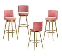 Mid Century Swivel Bar Stool Modern Counter Height Stools with Backs, Upholstered Metal Breakfast Island Chair for Home, Pub, Cafe(4 PCS,65cm(25.6in))