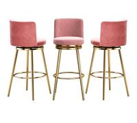Mid Century Swivel Bar Stool Modern Counter Height Stools with Backs, Upholstered Metal Breakfast Island Chair for Home, Pub, Cafe(3 PCS,65cm(25.6in))