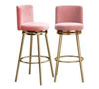 Mid Century Swivel Bar Stool Modern Counter Height Stools with Backs, Upholstered Metal Breakfast Island Chair for Home, Pub, Cafe(2 PCS,75cm(29.5in))