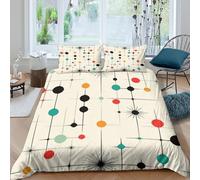 Mid-moderne century Ensemble De Literie Imprimé en 3D Microfibre résistante 3 pièces Coloré géométrique Linge de Lit avec Fermeture Éclair Résistante for Chambre Enfants Super king（260x220cm）