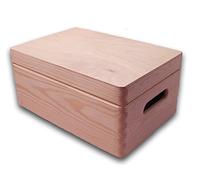 MidaCreativ Grande boîte de rangement en bois avec couvercle et trous de préhension en pin