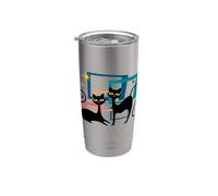 Midcentury Cats Mid Century Retro Atomic Age Space Kitten Gobelet isotherme en acier inoxydable double paroi