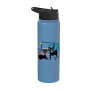 Midcentury Cats Mid Century Retro Atomic Age Space Kitten Stainless Steel Insulated Water Bottle