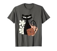 Midcentury Mid Century Cat Retro Atomic Age Modern Floral T-Shirt