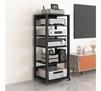 MidCentury Support multimédia moderne pour console de jeu, étagère de rangement DVD, étagère d'angle pour tourne-disque, centre de divertissement élégant