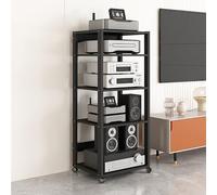 MidCentury Support multimédia moderne pour consoles de jeu, DVD, support stéréo, support d'angle AV élégant pour tourne-disque, meuble de divertissement à domicile