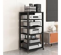 MidCentury Support multimédia moderne pour consoles de jeu, DVD, unité d'angle AV élégante pour lecteurs de vinyle et systèmes de divertissement