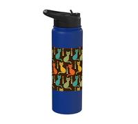 Midcentury Vintage Cat Retro Atomic Age Space Marron Stainless Steel Insulated Water Bottle