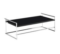 MidCenturyModernRectangleCoffeeTableConvertibleSolidWood&Stainless SteelLargeTopDesignforLiving & OfficeStylish Black FinishVersatileCenterTable