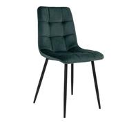 Middelfart Chaise de salle à manger en velours, vert foncé.