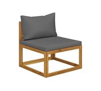 Vidaxl Canapé Central Sectionnel Avec Coussin Gris Foncé Bois D'acacia Gris