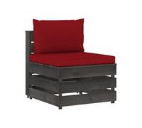 Vidaxl Canapé Central Sectionnel Avec Coussins Bois Imprégné De Gris Gris