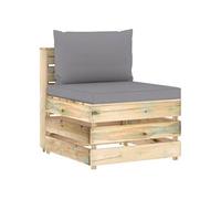 Canapé Central Sectionnel avec Coussins Meuble de Terrasse Canapé Central de Patio Canapé de Jardin Extérieur Bois Imprégné de Vert