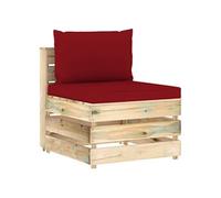 Canapé Central Sectionnel avec Coussins Canapé de Terrasse Meuble de Jardin Canapé Central de Patio Extérieur Bois Imprégné de Vert