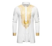 Middle East Thobe avec pantalon - Hommes musulmans à manches longues - Caftan Dubaï Arab - Caftan - Costume islamique - Costume africain - Costume vintage classique, O blanc., XXL