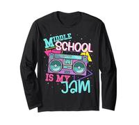Middle School is My Jam T-Shirt pour Professeur années 80 et 90 Manche Longue