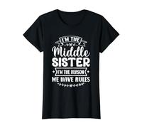 Middle Sister I'm The Reason We Have Rules Funny Matching T-Shirt Graphique avec Valeur, Femme, Noir, M