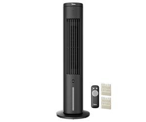 Midea 5L-3en1-Ventilateur Rafraîchisseur d'Air avec Télécommande, 3 Vitesses, 3 Modes, Oscillation à 75°, Minuterie 7H, Climatiseur Mobile Sans Évacuation, Puissant & Silencieux, Humidificateur, Noir