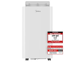 Midea Climatiseur mobile Silent Cool 26 Pro WF 3 en 1 avec tuyau d'évacuation, refroidissement, déshumidification, ventilation, 9000 BTU, 2,6 kW, pour pièces env. 80 m³ (32