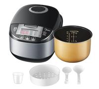 Midea Cuiseur de riz multifonctionnel avec cuit-vapeur (10 tasses, 1,8 litre) 11 fonctions multicuisson, affichage LED, réchauffeur, minuterie, pot intérieur anti-adhérent amovible (noir)