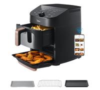Midea Friteuse sans huile, double empilement, conception superposable, synchronisation WiFi intelligente avec Alexa, design vertical gain de place XL 11 L, panier 10-en-1 pour griller, poêler et cuire