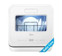 Midea MDC17P4CWW Mini réservoir d'eau intégré, 5 litres, sans connexion, double pulvérisation à 360°, lavage à la vapeur à haute température, lave-vaisselle pour appartements et caravanes, couleur